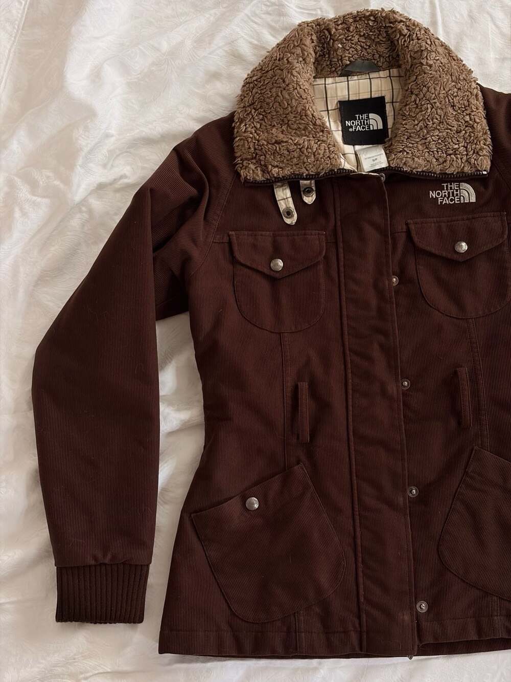 Vintage The North Face Brown Corduroy Winter Jacket Size S